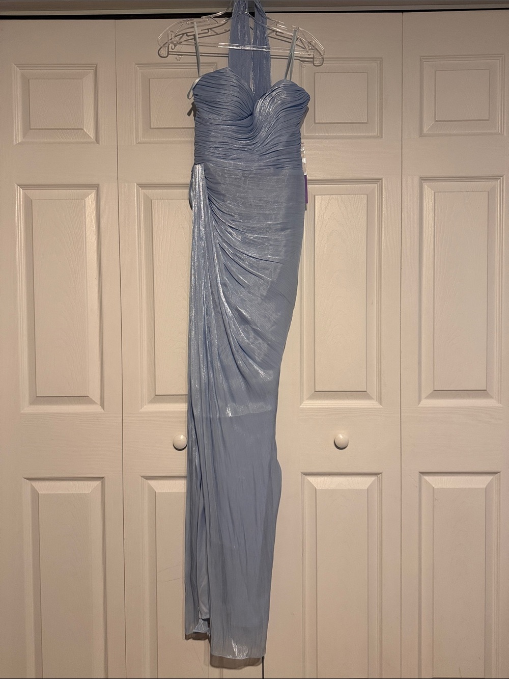 Elegant Light Blue Strapless Gown